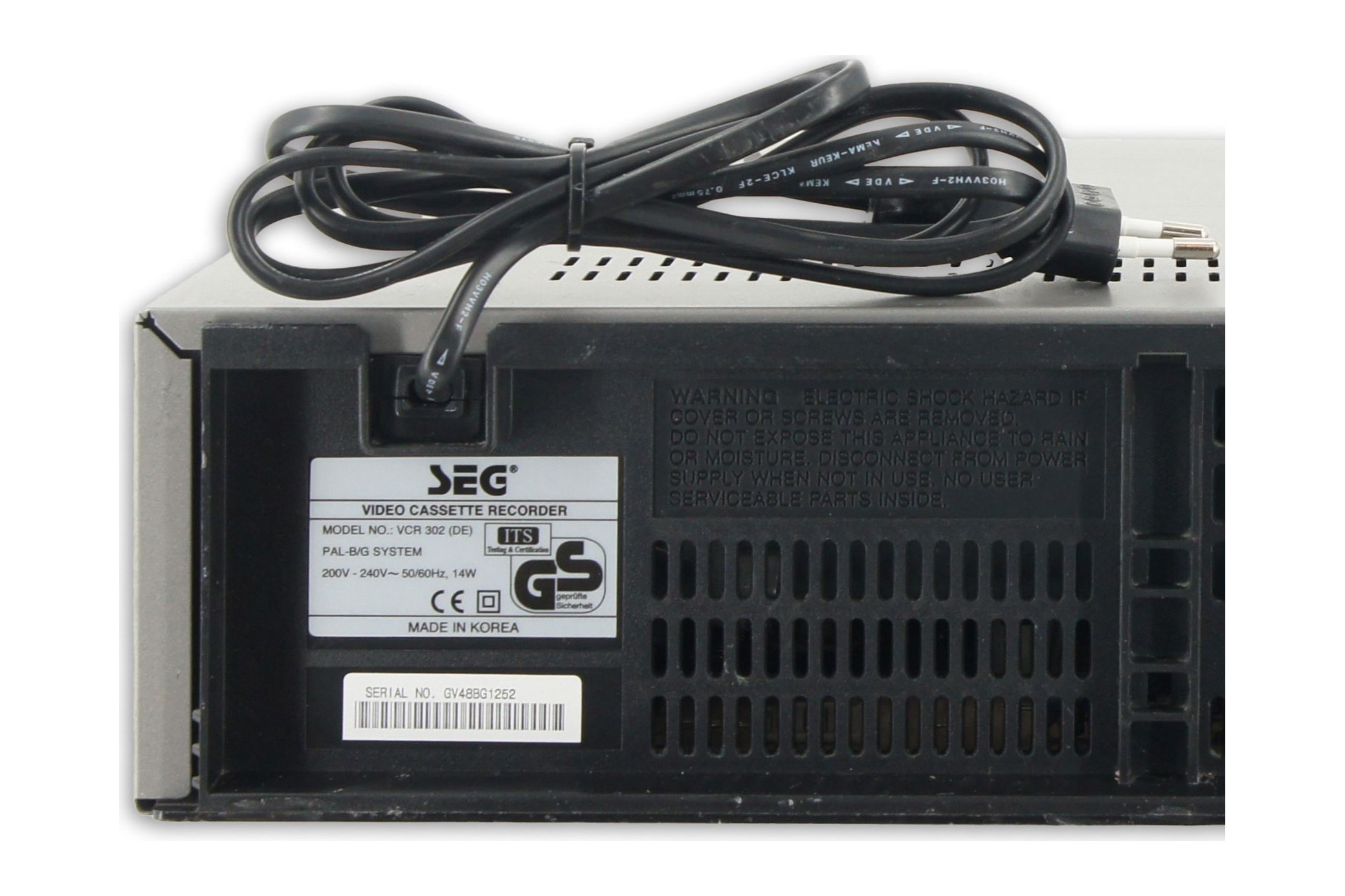 SEG VCR 302 VHS Videorecorder VCR Kassettenrekorder Cassetten
