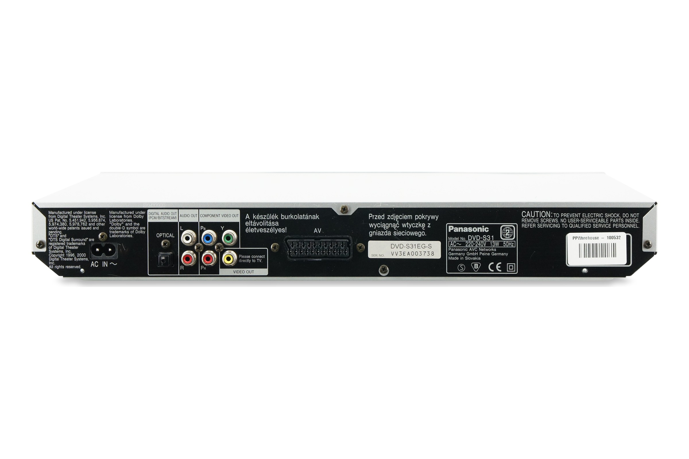 Panasonic DVD-S31 DVD-Player CD MP3 Dolby Digital DVD-RAM Koaxial Optisch