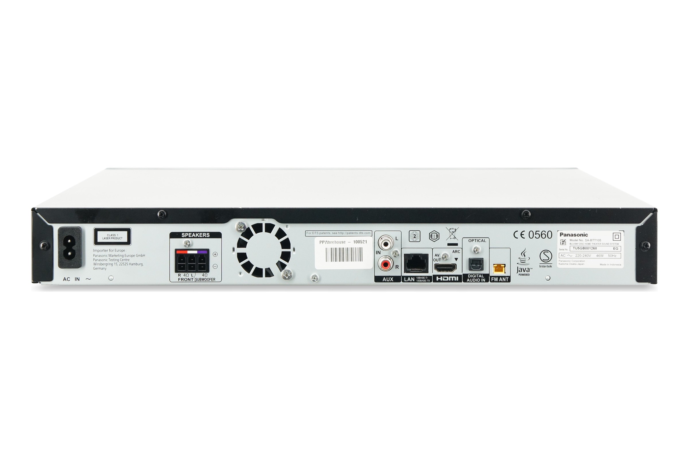 Panasonic SA-BTT105 Blu-ray Player 2.1 3D Heimkino System 300W ARC Full HD