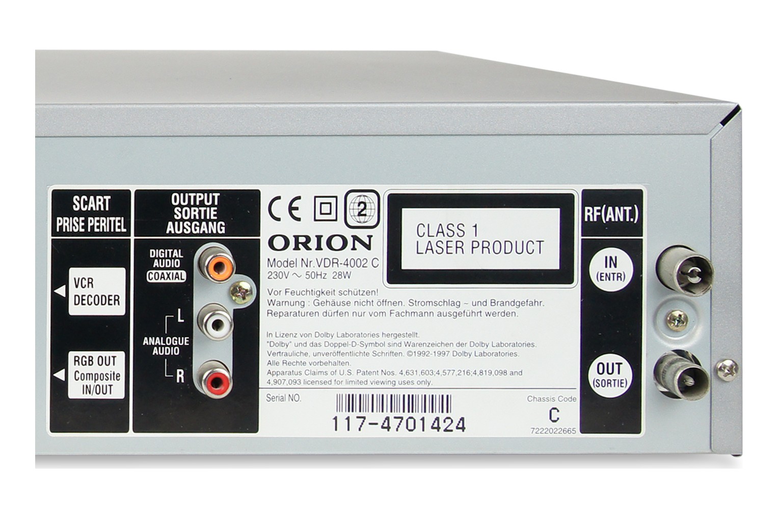 Orion VDR-4002 C DVD VHS Recorder Kombigerät Digitalisieren Videorecorder