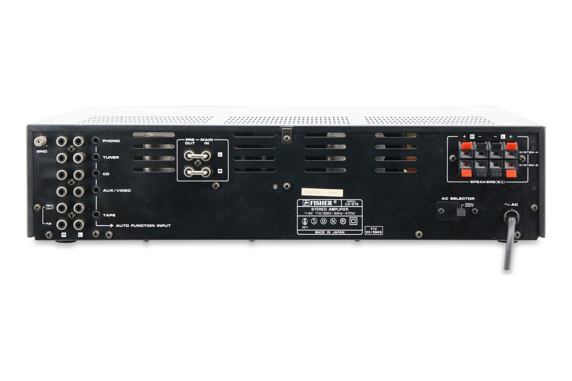 Fisher CA-275 Verstärker 2x100W Phono HiFi Stereo Amplifier