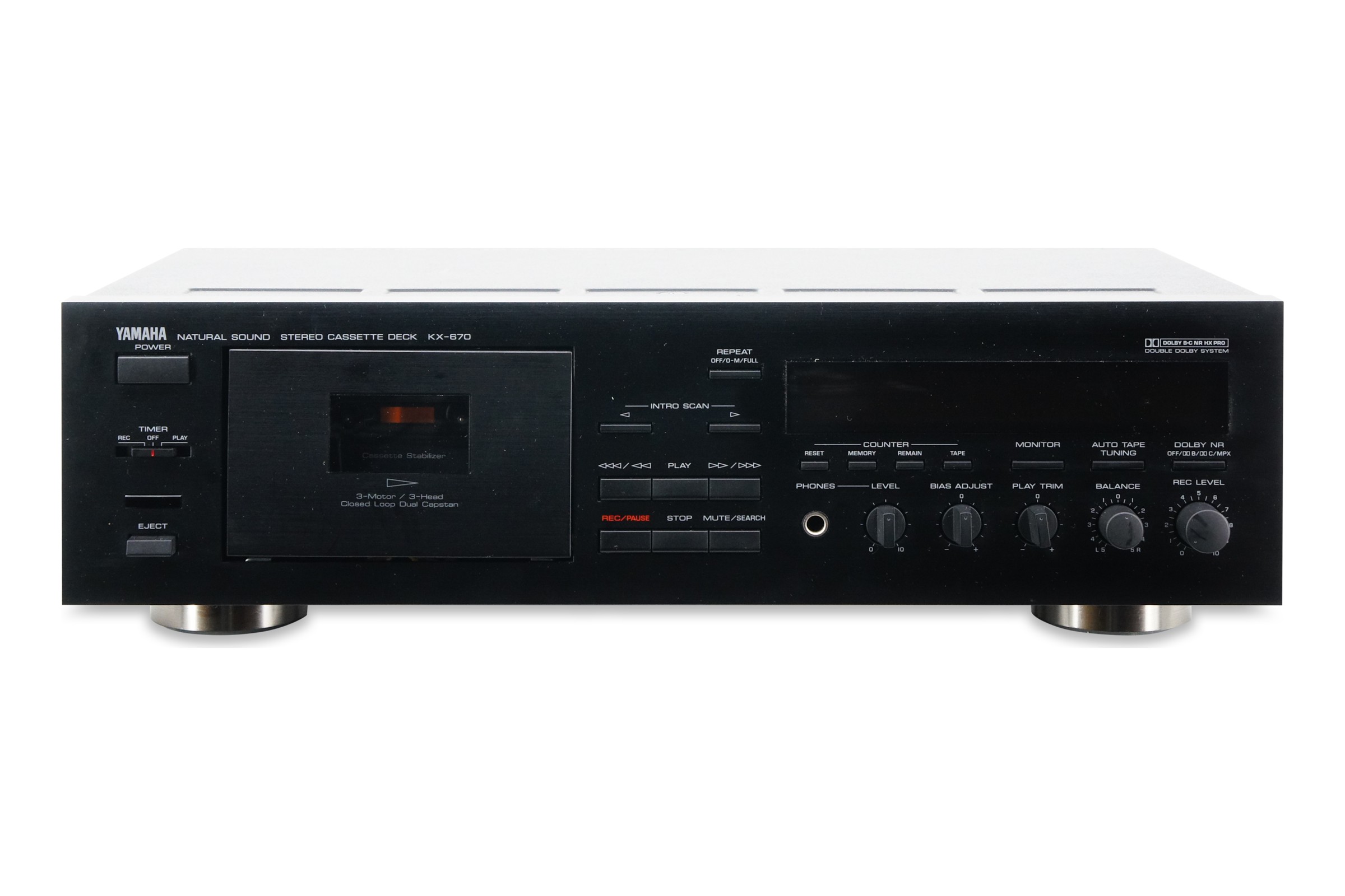 Yamaha KX-670 Tapedeck 3 Kopf Dolby B C HX Pro Dual Capstan HiFi Stereo