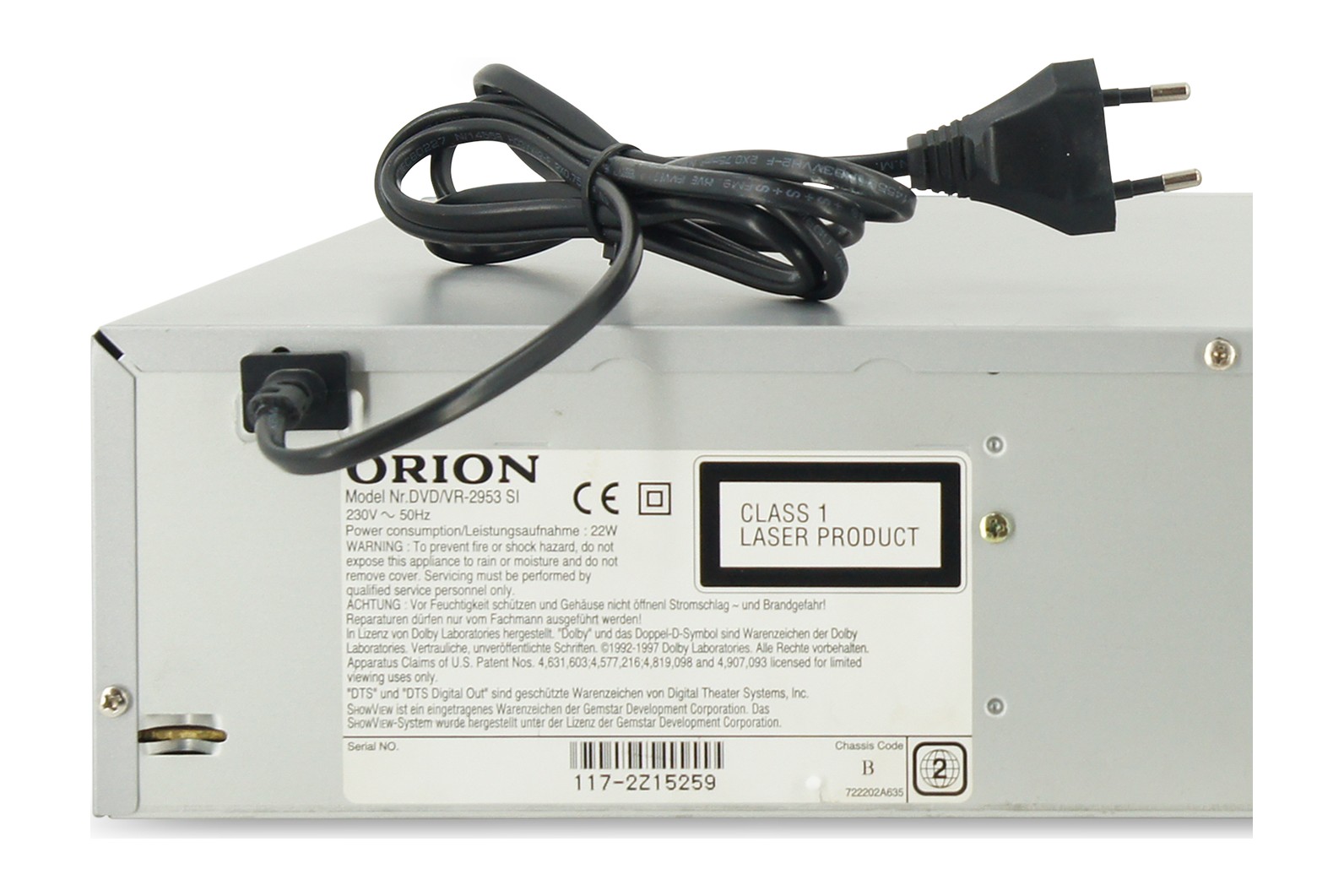 Orion DVD VR-2953 SI DVD VHS Player Kombination Kombo Videorecorder VCR