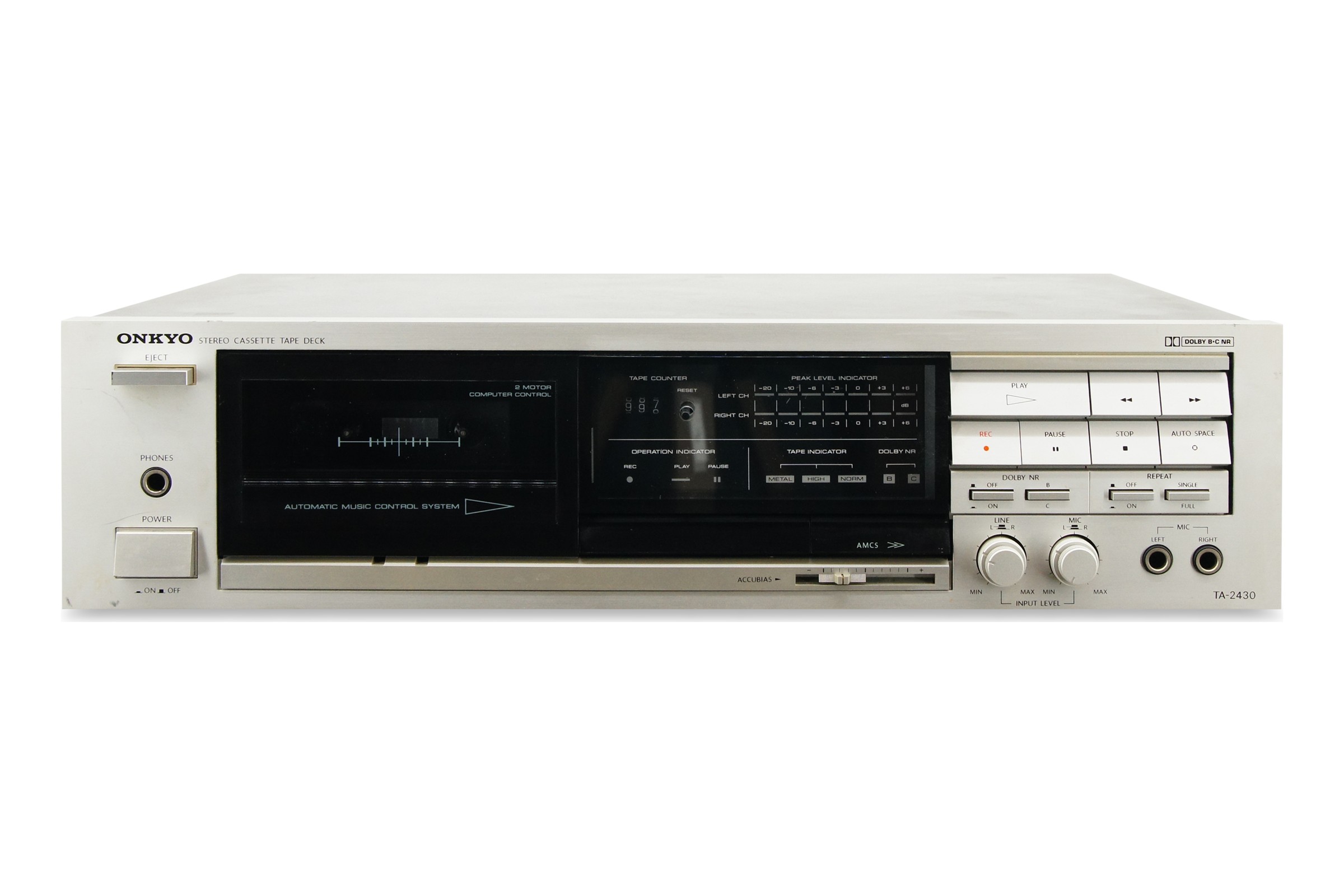 Onkyo TA-2430 Tapedeck Dolby B/C Silber HiFi Stereo Kassettendeck Cassette