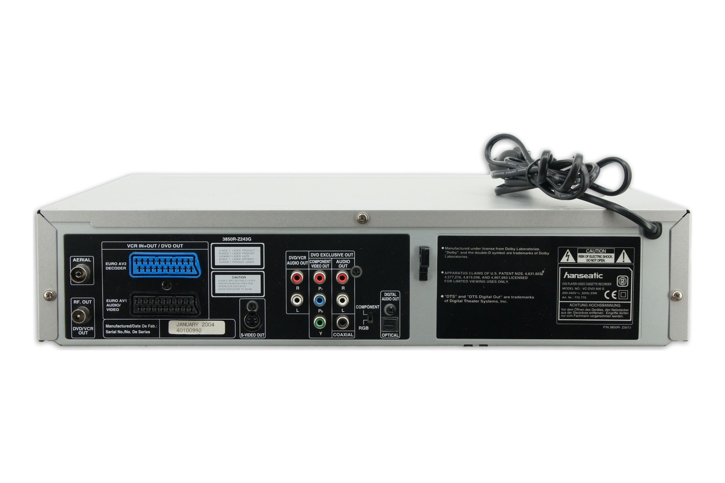 Hanseatic VC-DVD 500 S DVD-Player DVD VHS Player Kombination Kombo