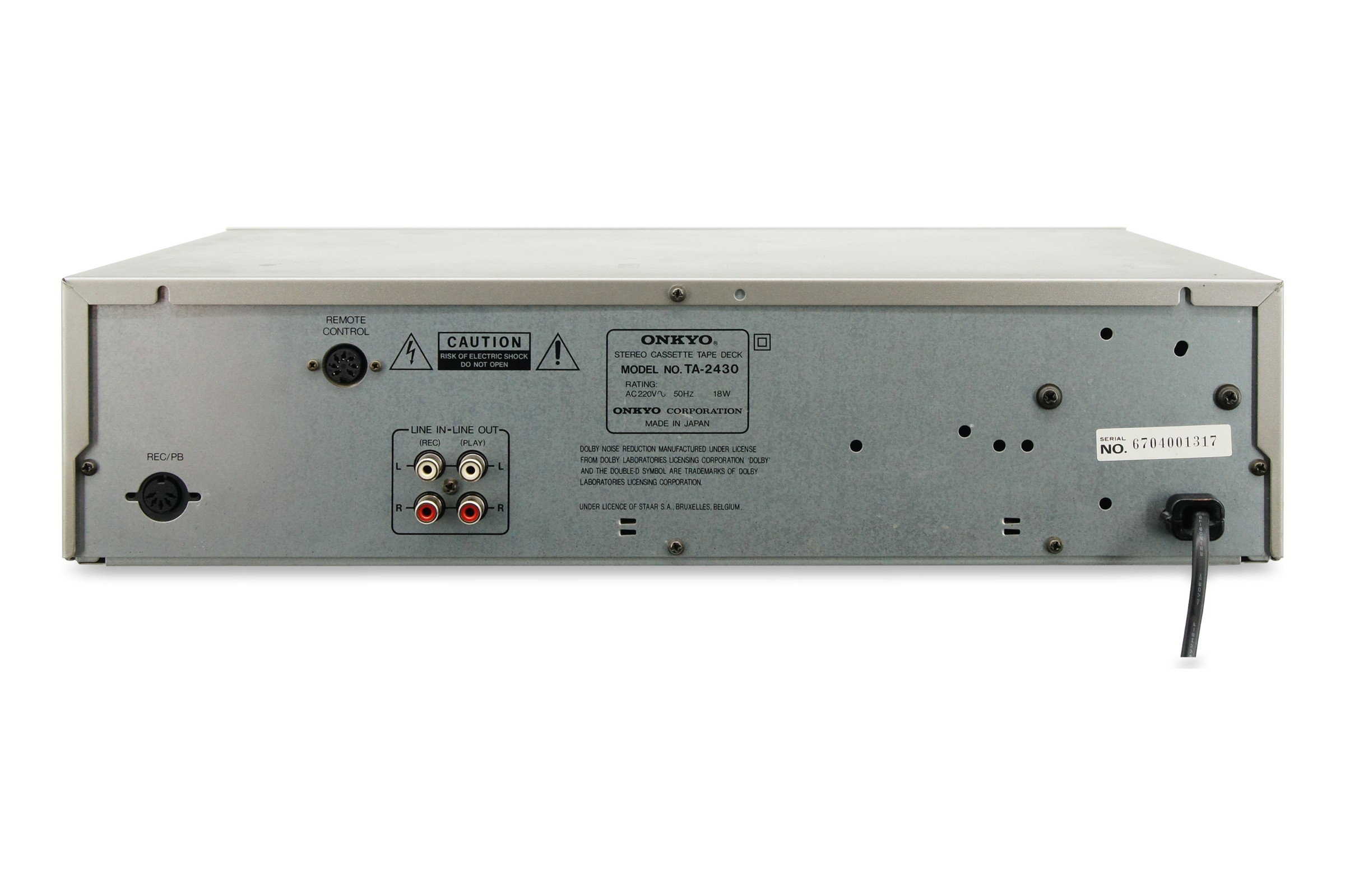 Onkyo TA-2430 Tapedeck Dolby B/C Silber HiFi Stereo Kassettendeck Cassette