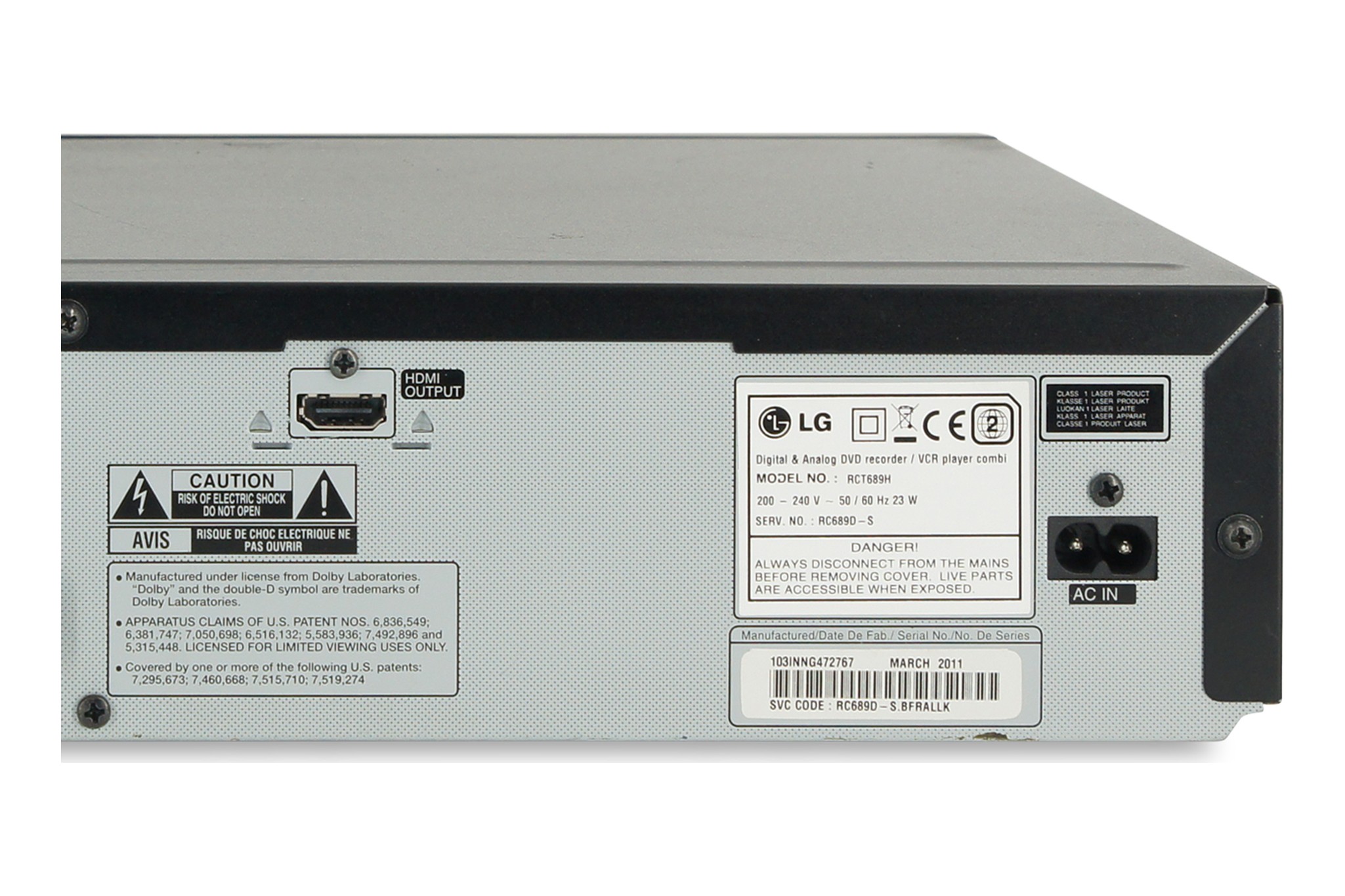 LG RCT689H DVD VHS Recorder Kombigerät HDMI Digitalisieren Videorecorder
