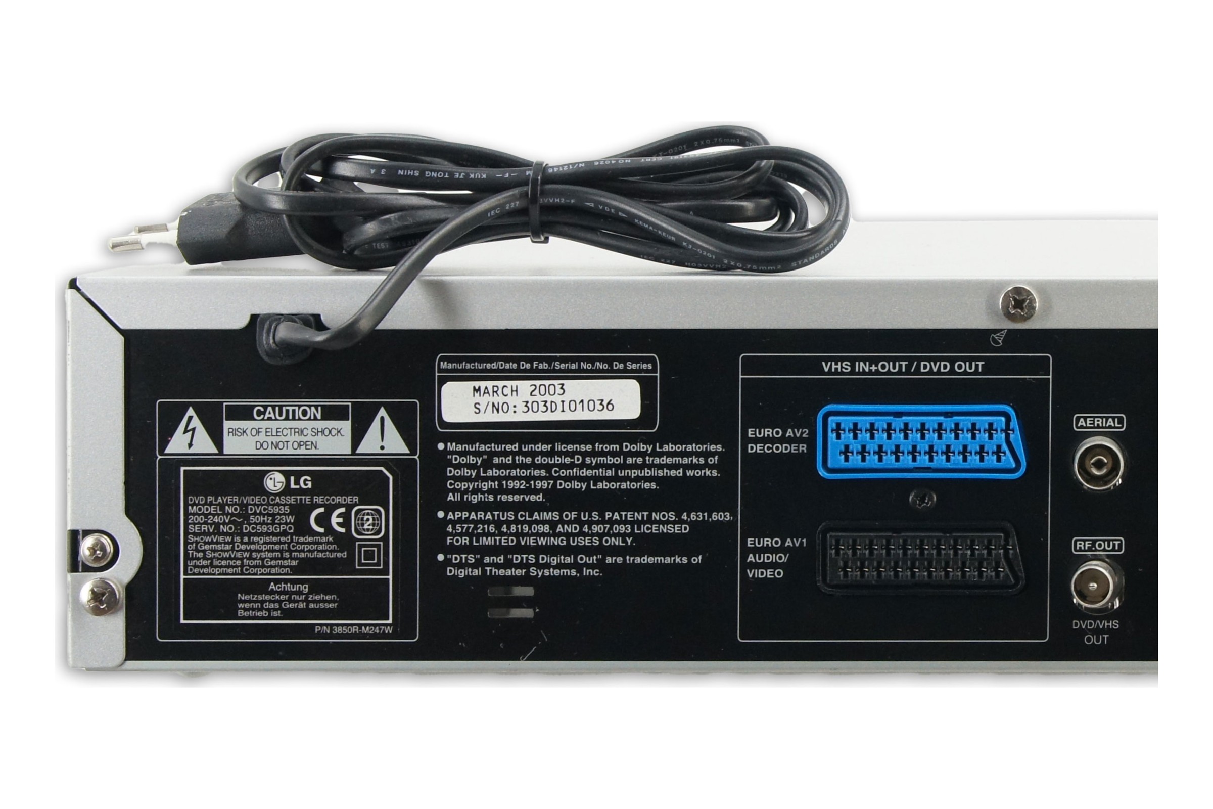 LG DVC5935 DVD VHS Player Kombination Kombo Videorecorder VCR