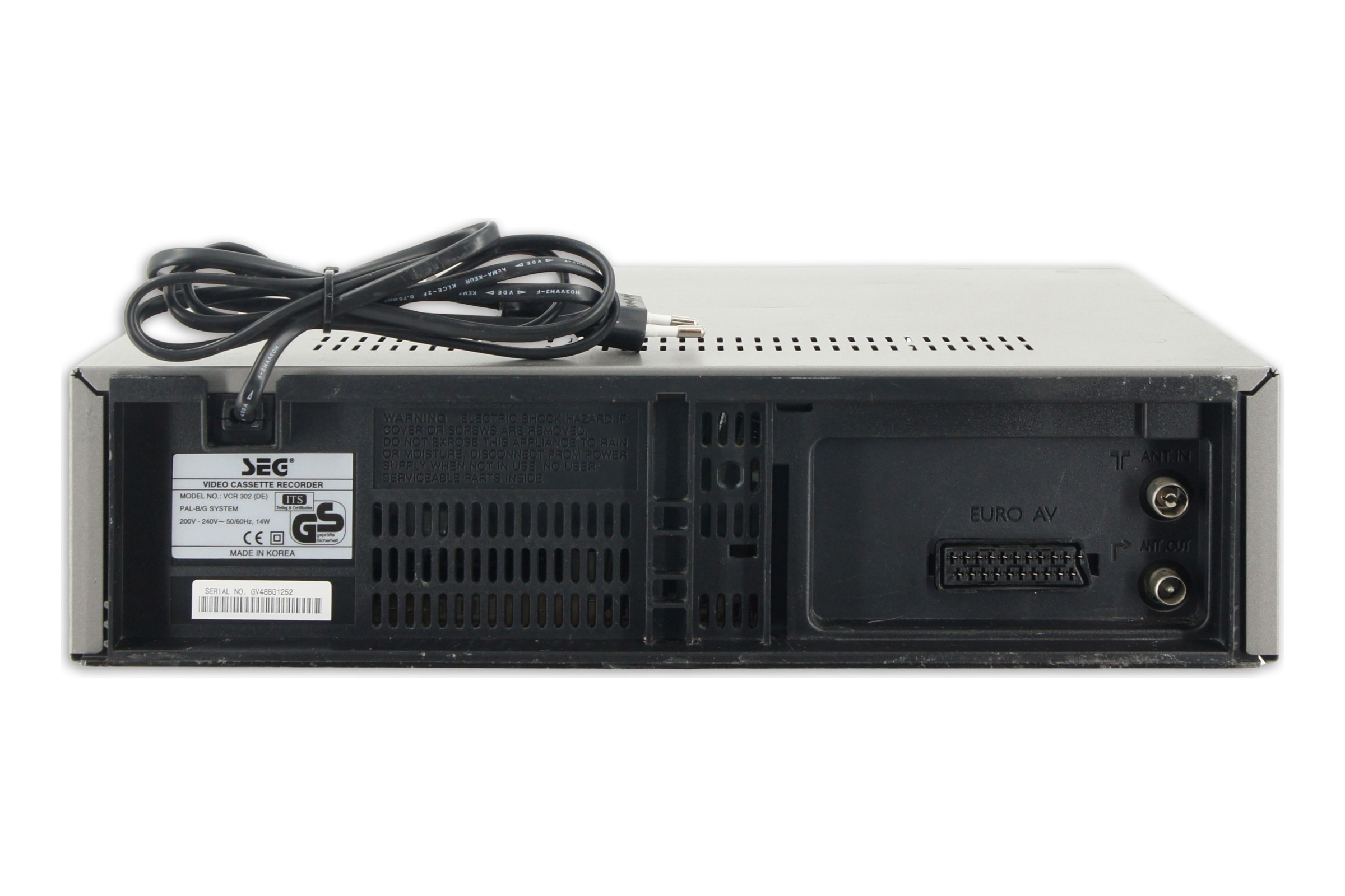 SEG VCR 302 VHS Videorecorder VCR Kassettenrekorder Cassetten