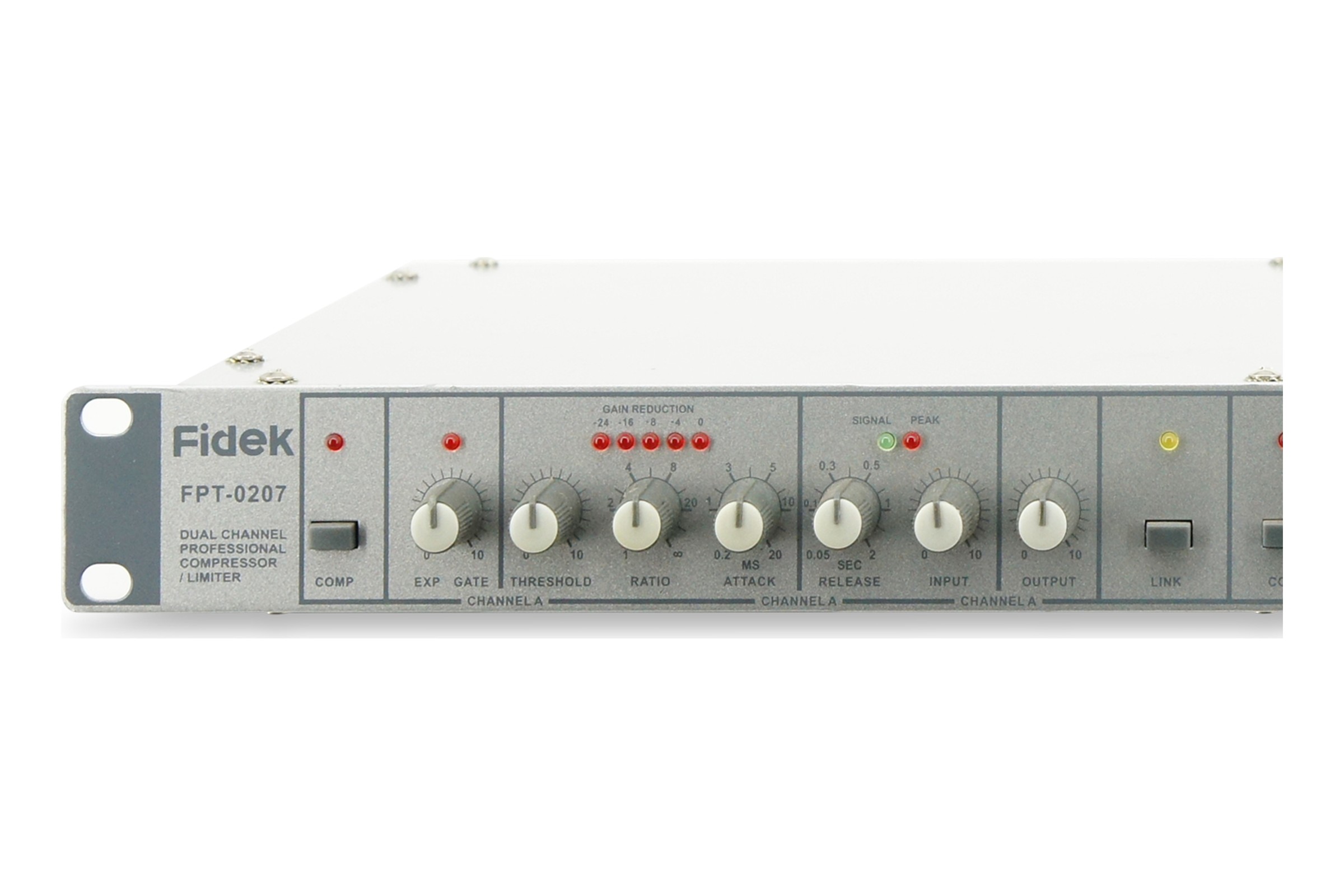 Fidek FTP-0207 Compressor Limiter 2-Kanal Noise Gate 19'' Rack XLR Klinke